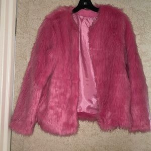 Hot pink faux fur jacket from H&M